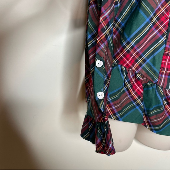 BURU plaid puff sleeve heart buttons - S - Picture 8 of 10